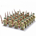 24 vnt./partija Karinė statybinio bloko lėlė WW2 Armijos falangos rinkinys Statybinio bloko žaislas