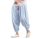 Vyri&scaron;kos japoni&scaron;kos medvilninės lininės sutrumpintos kelnės Laisvos plačios kelnės plius dydžio laisvalaikio kelnės L