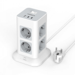 TESSAN kelių lizdų apsauga nuo vir&scaron;įtampių, 8 krypčių daugialypės jungties lizdas su 3 USB, ilginimo kabelio plok&scaron;čia jungtis 2 m 8 Outlet&1 USB-A&2 USB-C pilka spalva