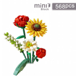 Romanti&scaron;kos rožės gėlės saulėgrąžos narcizai sodai namas statybiniai blokai klasikinis modelis mini kaladėlės rinkiniai vaikams rinkiniai