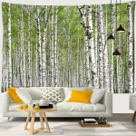 3D kra&scaron;tovaizdis mi&scaron;kas beržas mi&scaron;ko medžiai didelis gobelenas hipis siena gobelenas bohemi&scaron;kas papuo&scaron;ti gobelenas miegamojo fonas audinys W230xH150cm