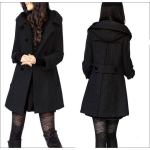 Moteri&scaron;kas ilgomis rankovėmis, aptemptas, didesnio dydžio vilnonis žieminis gobtuvu striukė L