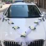 1set Vestuvių automobilio puo&scaron;mena automobilio galvutė gėlė vestuviniai reikmenys vestuvėms pagrindinis vestuvių automobilio maketo rinkinys kūrybinga asmenybė balta