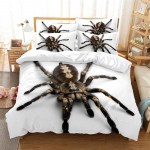 Tarantulos Atspaudo Patalynė 3D Atspaudas Juoda Ruda Voras Antklodės Užvalkalų Rinkinys Vabzdžių Tema Baltas Antklodės Užvalkalas Miegamojo Dekoras Vaikams Suaugusiems 135x200cm 2pcs