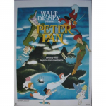 PETER PAN Originalus kino plakatas suvyniotas Mažas formatas 53x40cm Suvyniotas Kino plakatas Walt Disney žalia