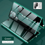 Magnetinis grūdinto stiklo privatumo metalinis dėklas Huawei Nova 11 Pro 12 Ultra 10 SE 9 8 7 nova13 su kameros objektyvo apsauga dvipusis stiklo dangtelis Huawei Nova8 Pro žalia