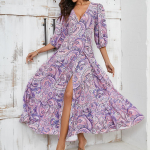 Laisva nėriniuota V formos i&scaron;kirptė pūstomis rankovėmis kasdienė suknelė &scaron;ventinė suknelė XL