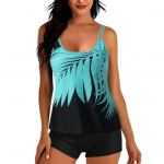 2 vnt./kompl. Tankini rinkinys, nuimamos petne&scaron;ėlės, krūtinės pagalvėlė, reguliuojamos petne&scaron;ėlės, vir&scaron;us, elastinis juosmuo, marginti maudymosi &scaron;ortai, paplūdimio apranga S mėlyna