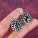 Vario Serafinitas 925 Praba Sidabriniai Auskarai, Rankų darbo Brangakmenių Auskarų Papuo&scaron;alai, Dovanos Žmonai Nauji Auskarai 1.77 Inches žalia