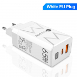 65W GaN Greitas įkroviklis USB Įkroviklis PD Greitas įkrovimas ES/JAV/KR Ki&scaron;tukas IPhone Samsung Xiaomi Mobiliojo Telefono Adapteris Sieninis USB Įkroviklis EU Plug balta