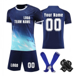 Asmeniniai mar&scaron;kinėlių komplektai Vyri&scaron;ki mergaičių su vardo numeriu Individualūs futbolo megztiniai berniukams Treniruočių kostiumas L tamsiai mėlyna spalva