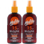 Malibu Sausas aliejus pur&scaron;kiamas SPF15 Bronzinis įdegio aliejus 200ml x2 vnt.