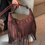 Retro Rudens Žiemos Asmenybės Kutų Pečių Krep&scaron;ys Moterims Elnio Odos Aksominis Kryžiuotas Krep&scaron;ys MIT 25*18*8cm kava