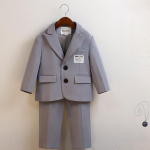 Vaiki&scaron;kas &scaron;varkas ir kelnės Stilingas kasdienis smokingas vaikams Pavasaris Ruduo Oficialus berniukų vestuvinis kostiumas Mažylio gimtadienio fotosesijos apranga 80cm pilka