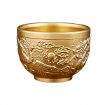 Antique Relief Dragon And Auspicious Slim Waist Cup Tea Table Decoration Copper Cup Chinese Small Waist Cup