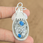 Vestuvinė dovana jai 925 svarų sterlingų sidabro natūralaus K2 jaspio brangakmenio pakabukas