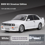 1:24 mastelio BMW M3 E30 1988 m. Superautomobilio lydinio modelis Lenktyninio automobilio žaislas Metalinis lietas Garso ir &scaron;viesos automobilio žaislai vaikams Transporto priemonės dovanos balta