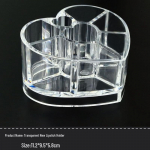Heart-Shaped Transparent Cosmetic Organizer: Slanted Makeup Brush, Eyebrow Pencil, Lipstick, and Lip Gloss Display Stand
