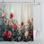 Rožės Gėlės Du&scaron;o Užuolaida Vandeniui Atspari Du&scaron;o Užuolaida Poliesterio Audinys 3D Spausdinta Užuolaida Vonios Kambario Dekoracija Su Kabliuku W90xH180cm