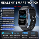 2025 Naujas Pulso Terapijos Mikro Fizinis Patikrinimas I&scaron;manusis Laikrodis Vyrams EKG+PPG Kraujo deguonis Kraujo Riebalai Kraujo Spaudimas Sveikatos Apyrankė juoda