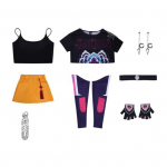 Rumi įkvėptas kosplėjaus kostiumas korėjieti&scaron;ko stiliaus demonų medžiotojo apranga Helovino vakarėlio persirengimo aksesuaras mergaitėms 110 cm C