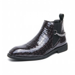 Itali&scaron;ko stiliaus elastinės grandinės dizainerio Chelsea batai vyrams Verslo apvalaus priekio vyri&scaron;ki ankle boots Platforminiai laisvalaikio batai Vyri&scaron;ki batai 39 black