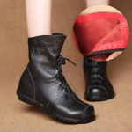Madingi moteri&scaron;ki batai Retro originalios odos aulinukai &Scaron;ilti odiniai batai Rudens ir žiemos nauji aulinukai moteri&scaron;ki batai Botas De Mujer 35 juoda