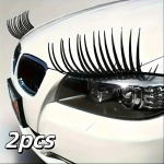 2pcs Eyelashes specially designed for automobiles, car headlights Eyelash Sticker, One Size juoda