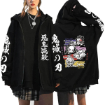 Anime demonų žudikas Kamado Nezuko ir Kamado Tanjirou su spausdintu gobtuvu Vyri&scaron;ki Moteri&scaron;ki megztiniai Harajuku megztiniai Vyri&scaron;ki striukė su užtrauktuku XL