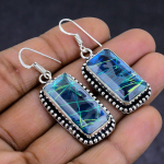 Blue Rutile gemstone 925 Sterling Silver Jewelry Earring 1.77