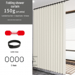 Vandeniui atspari sulankstoma du&scaron;o užuolaida tualetams ir vonios kambariams, be gręžimo, imituojanti lininį skiriamasis elementas. 150x180 cm