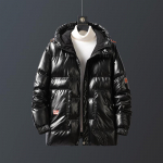 Žieminė didelio dydžio 8xl medvilninė striukė su pamu&scaron;alu, kasdieni&scaron;ka blizgi medvilninė striukė su pamu&scaron;alu, vyri&scaron;ka striukė su gobtuvu M juoda