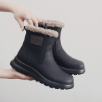 Natūralios odos neslidūs sniego batai su pliu&scaron;iniu pamu&scaron;alu moterims - Žiemos &scaron;iluma ir komfortas visoms amžiaus grupėms 41 juoda