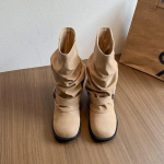 Retro stiliaus klostuoti suraukti batai moterims 2025 rudens nauji universalūs platforminiai kelninių batų tipo batai, Martin batai, vakarieti&scaron;ki kauboji&scaron;ki batai 40 chaki