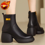 Stambūs apvalianosiai moteri&scaron;ki trumpi batai Rudens Žiemos Odiniai Aulinukai Eleganti&scaron;ki su Vidutiniu Kulnu Aulinukai Moterims Nauji PU Batai 40