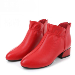 Madingi GKTINOO Madingi natūralios odos ankle boots moterims Stori kulniukai Užtrauktukas Smailus pir&scaron;tas Rudens Žiemos Moteri&scaron;ki Batai Mink&scaron;tas padėklas Trumpikės 235 red