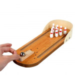Mini Bowling de Table - Lot avec 10 quilles - Jeu d'adresse pour Adultes et Enfants - Marron - Int&eacute;rieur