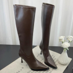 Auk&scaron;takulniai Moteri&scaron;ki Ilgi Batai Madingi Odiniai Batai Smailiais Pir&scaron;tais Moteri&scaron;kas Prekės ženklas Žiema 2025 Tendencija Eleganti&scaron;ki Party Bateliai Botas Mujer 35 ruda