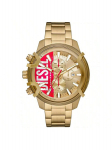 Diesel Griffed Chronograph Plieno su Pistoletiniu Atspalviu Laikrodis &ndash; 48 mm Pilkas Ciferblatas su Saulės Spindulių Ra&scaron;tu, Pistoletinio Atspalvio Apyrankė, Mineralinis Stiklas &ndash;DZ4595 auksas