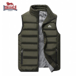 Lonsdale Siuvinėta Auk&scaron;tos Kokybės Medvilninė Liemenė Striukė, Vyri&scaron;ka Rudens/Žiemos Mada Atsitiktinė Patogi Berankovė Striukė 2XL armijos žalia spalva