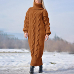 Megztas golfas, Madingas temperamentingas vienspalvis megztinis, Puloveris, Megztinis, &Scaron;iltas storas paltas, Mink&scaron;ta ilga suknelė XXXXXL