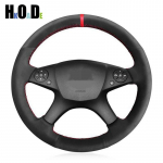 Skirta Mercedes-Benz W204 C-klasė 2007-2010 C300 C230 C280 C180 C260 C200 Juodas rankų siuvimo zom&scaron;as automobilio vairo dangtelis Black Thread