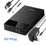 2,5/3,5 colio HDD/SSD dėklas su USB 3.0 &scaron;akote, palaikantis 20 TB USB prievadus, i&scaron;orinis kietojo disko dėklas 3,5 colio, 2,5 colio SATA SSD HDD dėklui