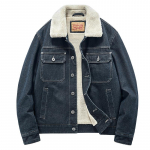 Madingi vyri&scaron;ki pliu&scaron;iniai ir pastorinti palaidi džinsiniai striukės vyri&scaron;ki vir&scaron;utiniai drabužiai XXXXL tamsiai mėlyna spalva