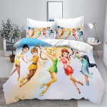 Tinkerbell Anime Disney Lovos Patalynės Komplektas Antklodės Užvalkalas 100% Poliesteris Tinka Vaikams Ir Suaugusiems 3 Dalių Komplektas 1 Antklodės Užvalkalas EU Single(135*200cm)3pcs