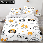 Shiba Inu &scaron;unų patalynės komplektas Gyvūnai &Scaron;unys Antklodės užvalkalas Dvigulė King Twin Vienvietė Lova Rinkiniai Vaikams Berniukams Dekoras Namams Individualus Antklodės užvalkalas EU Single(135*200cm)3pcs