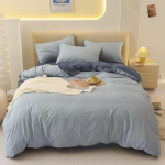 Vienos spalvos &scaron;lifuotas 4 dalių antklodės užvalkalų komplektas - Ins stilius, skalbtas užvalkalas bendrabučiams, rudeniui/žiemai Duvet Cover 150*200cm