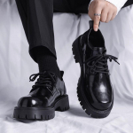 Vyri&scaron;ki Korėjos odinė platforma &bdquo;Oxfords Slip On Thick Tottom&ldquo;, skirta vyri&scaron;kiems derbio batams Laisvalaikiai &bdquo;Loafers&ldquo; Vyri&scaron;ki kvadratiniai pir&scaron;tai oficialios suknelės batai 39 juoda