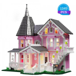 1349 VNT. Coraline statybinių kaladėlių rinkinys Rožinių rūmų modelis Buto idėjos Filmo architektūros žaislas berniukams ir mergaitėms Kalėdinė dovana