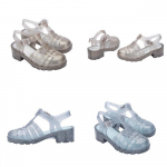 Mini Melissa Kojų Pir&scaron;tų Sritis Jaunimo Želė Batai Basutės Msycf2tspe11 silver glitter/180mm(US12)